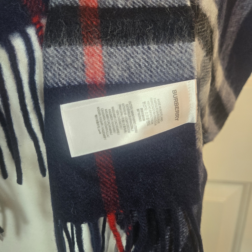 Burberry Navy and Red Checkered Scarf - Picture 3 of 6